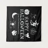 Happy Halloween aangepaste naam zwarte spooky deco Wandkleed (Voorkant (horizontaal))