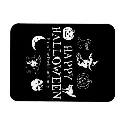 Happy Halloween aangepaste naam zwarte spooky Magneet (Horizontaal)