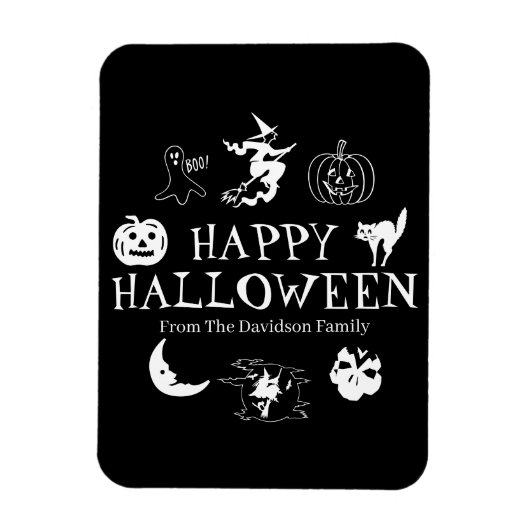 Happy Halloween aangepaste naam zwarte spooky Magneet (Verticaal)