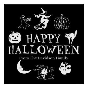 Happy Halloween aangepaste naam zwarte spooky Perfect Poster