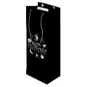 Happy Halloween aangepaste naam zwarte spooky Wijn Cadeautas (Achterkant Gekanteld)