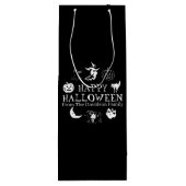 Happy Halloween aangepaste naam zwarte spooky Wijn Cadeautas (Achterkant)