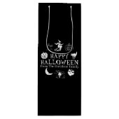 Happy Halloween aangepaste naam zwarte spooky Wijn Cadeautas (Voorkant)