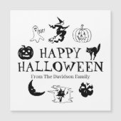 Happy Halloween aangepaste naam zwarte witte magne (Voorkant)