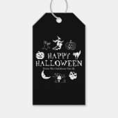 Happy Halloween aangepaste naam zwarte witte spook Cadeaulabel (Voorkant)