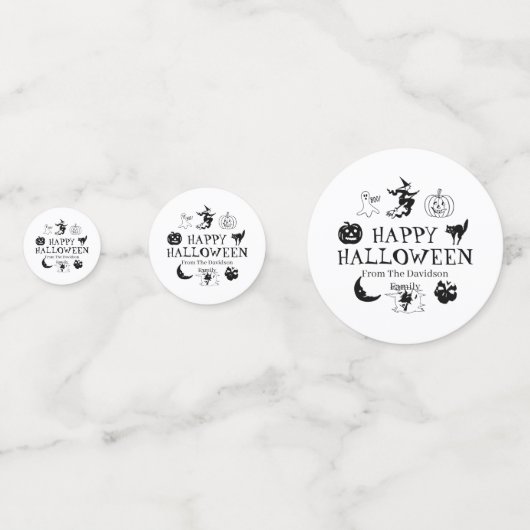 Happy Halloween aangepaste naam zwarte witte spook Confetti (Achterkanten)