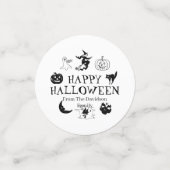 Happy Halloween aangepaste naam zwarte witte spook Confetti (Kleine voorkant)