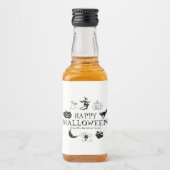 Happy Halloween aangepaste naam zwarte witte spook Likeurfles Etiket (Voorkant)