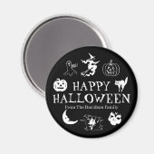Happy Halloween aangepaste naam zwarte witte spook Magneet (Voorkant / Achterkant)