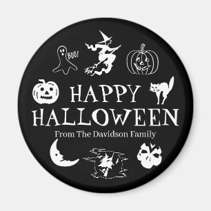 Happy Halloween aangepaste naam zwarte witte spook Magneet