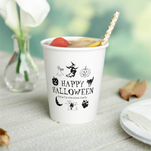 Happy Halloween aangepaste naam zwarte witte spook Papieren Bekers