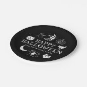 Happy Halloween aangepaste naam zwarte witte spook Papieren Bordje (Gekanteld)