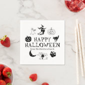 Happy Halloween aangepaste naam zwarte witte spook Servet (Insitu)