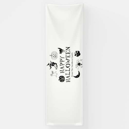 Happy Halloween aangepaste naam zwarte witte spook Spandoek (Verticaal)