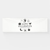 Happy Halloween aangepaste naam zwarte witte spook Spandoek (Horizontaal)