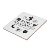 Happy Halloween aangepaste naam zwarte witte spook Tegeltje (Zijkant)