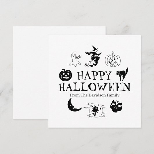 Happy Halloween aangepaste zwarte witte kaart (Voorkant / Achterkant)