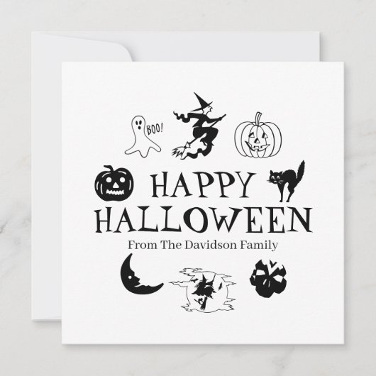 Happy Halloween aangepaste zwarte witte kaart (Voorkant)
