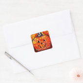 Happy Halloween Abstract Jack O Lantern Pumpkin Vierkante Sticker (Envelop)