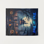 Happy Halloween achtervolgd truc van de behandelin Wandkleed (Voorkant (horizontaal))