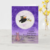 Happy Halloween, Across Miles, Comical Witch Kaart (Gele Bloem)