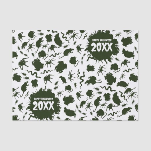 Happy Halloween Add The Year Black Creepy Crawlies Tissuepapier (Voorkant)