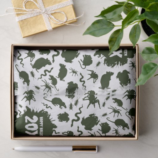 Happy Halloween Add The Year Black Creepy Crawlies Tissuepapier (Geschenk)