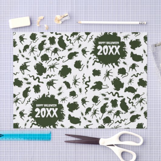 Happy Halloween Add The Year Black Creepy Crawlies Tissuepapier (Craft)