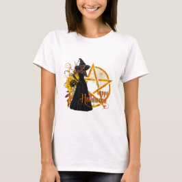 Happy Halloween African American Pentagram Witch T-shirt
