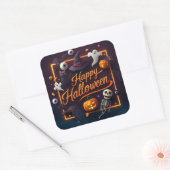 Happy Halloween Alle Elementen Vierkante Sticker (Envelop)