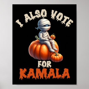 Happy Halloween als mama met gebeeldhouwde pompoen Poster
