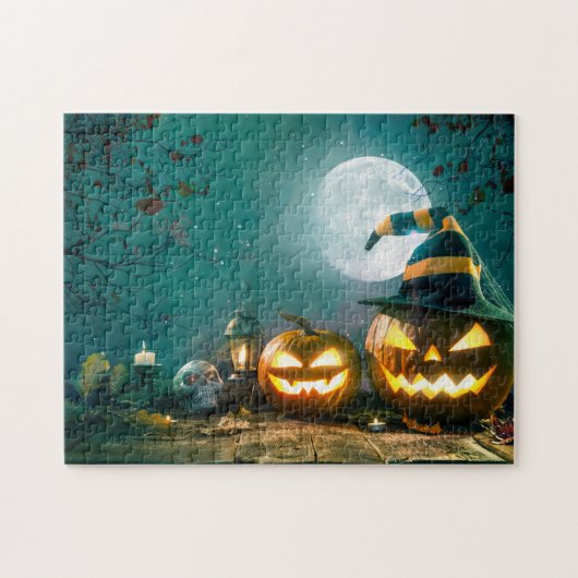 Happy Halloween Art Funny Jack O Lantern Halloween Legpuzzel (Horizontaal)