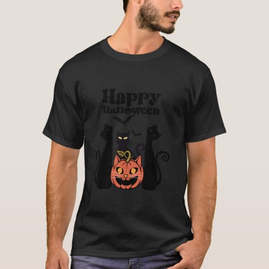Happy Halloween Atomic Cats Pumpkin Kat Bats T S T-shirt (Voorkant)