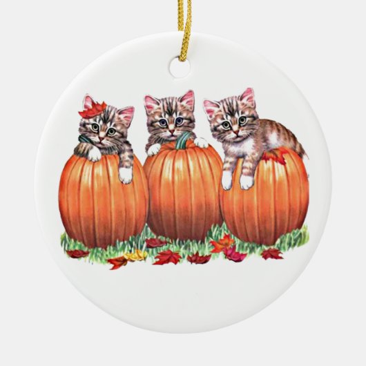 Happy Halloween Autumn Kittens op Pumpkins, ZSSG Keramisch Ornament (Voorkant)