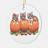 Happy Halloween Autumn Kittens op Pumpkins, ZSSG Keramisch Ornament (Links)
