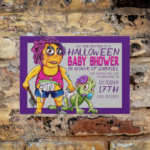 Happy Halloween   Baby shower Zombie Briefkaart