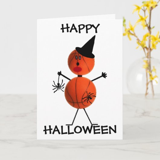 Happy Halloween Basketball Kaart (Gele Bloem)