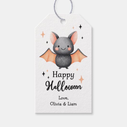 Happy Halloween Bat Custom Gift Labels Cadeaulabel (Voorkant)