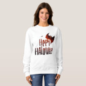 Happy Halloween Bat Design – Spooky Oranje Greetin Trui (Voorkant volledig)