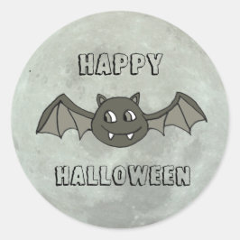 Happy Halloween Bat en Full Moon Ronde Sticker
