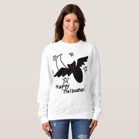 Happy Halloween Bat en Moon Sweatshirt (Voorkant volledig)