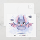 Happy Halloween Bat en Spiders Briefkaart (Voorkant / Achterkant)