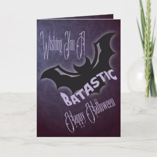 Happy Halloween Bat gepersonaliseerd met de naam v Kaart