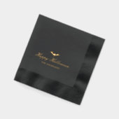 Happy Halloween Bat Kalligrafie Zwart Goud Folie Servetten (Links)