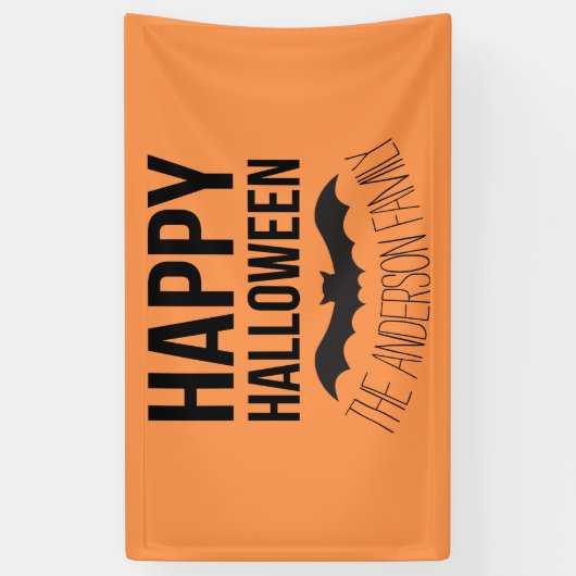 Happy Halloween Bat met zwarte naam Spandoek (Verticaal)