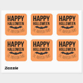 Happy Halloween Bat met zwarte naam Vierkante Sticker (Vel)