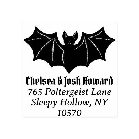 Happy Halloween Bat Retouradres Rubberstempel (Afrduk)
