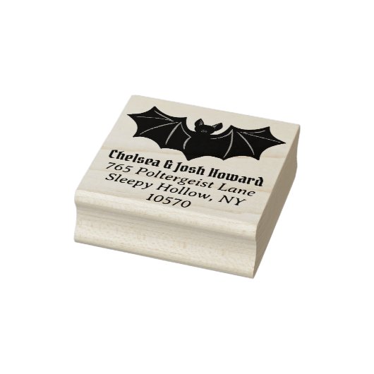 Happy Halloween Bat Retouradres Rubberstempel (Stempel)