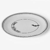 Happy Halloween Bat Silhouette Black/White Papieren Bordje (Gekanteld)