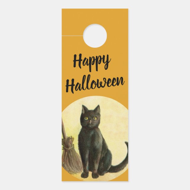  Happy Halloween Bathroom Decor | Zwarte kat Deurhanger (Voorkant)